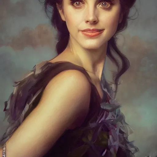 Prompt: a portrait painting of alison brie hybrid in the oil painting unreal 5 daz. rpg portrait, extremely detailed artgerm greg rutkowski alphonse mucha vladimir volegov greg hildebrandt tim hildebrant maxfield parrish