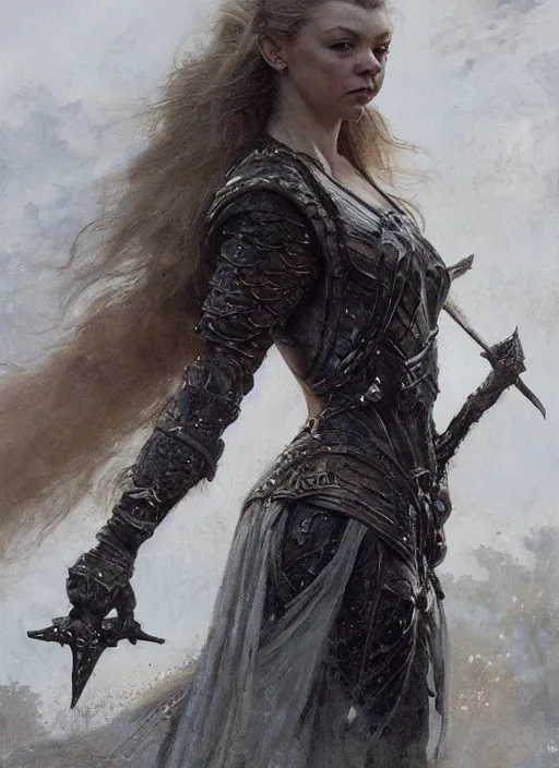 Prompt: natalie dormer wearing black medieval armour, bare legs, detailed, by gaston bussiere, bayard wu, greg rutkowski, giger, maxim verehin, greg rutkowski, masterpiece, sharp focus, cinematic lightning