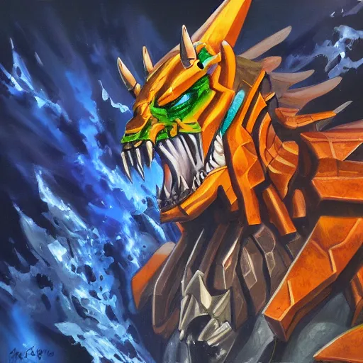 Prompt: oil painting of Wargreymon