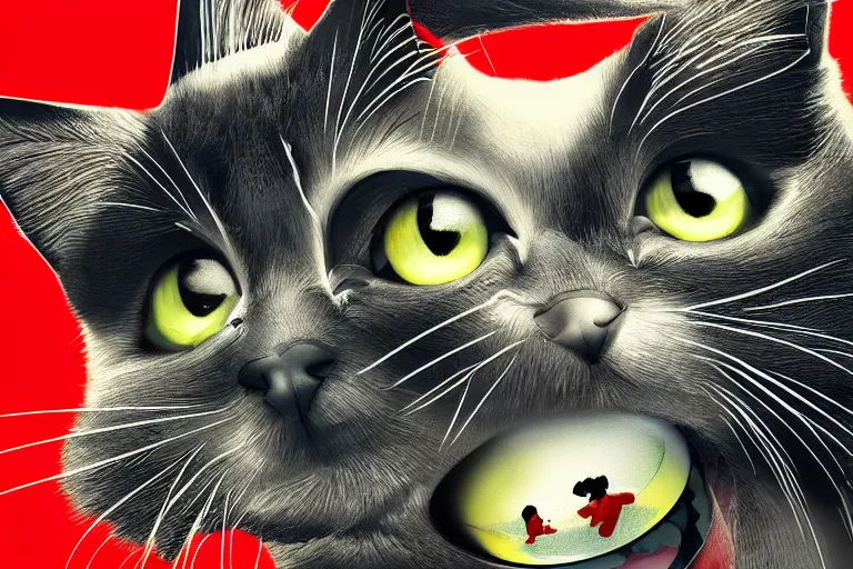 Prompt: cat attacking Tokyo, Swiss design movie poster, masterpiece, masterwork, cgstudio