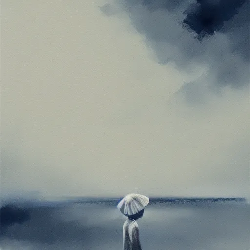 Image similar to sadness blue melancholy, stormy, moody, artstation, painting