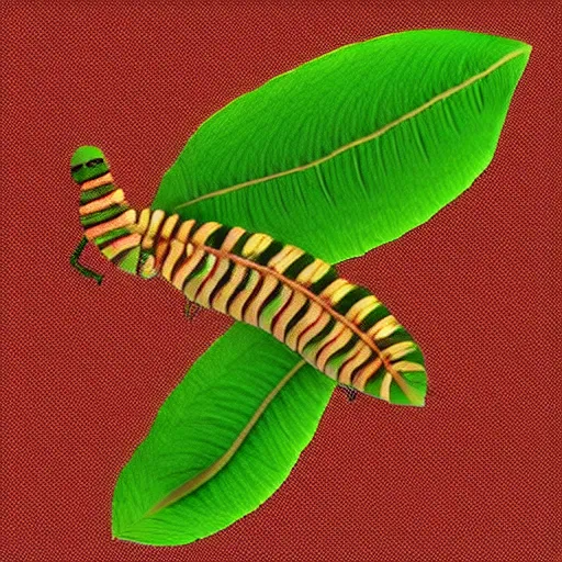 Prompt: tiny cute caterpillar eating the monstera leaf, 3d highly detailed, The Rusted Pixel style