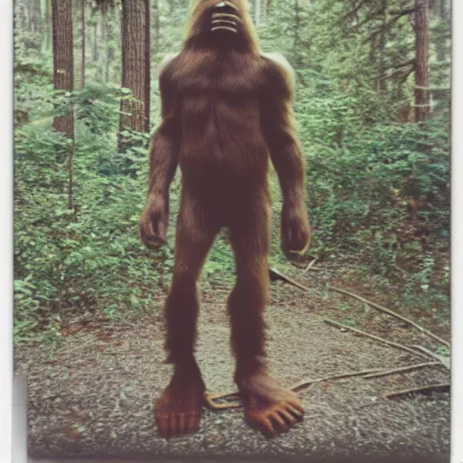 Prompt: polaroid photo of bigfoot