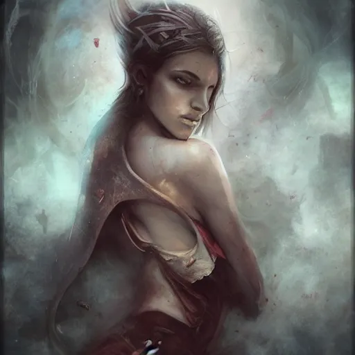 Prompt: photo of young woman by bastien lecouffe - deharme