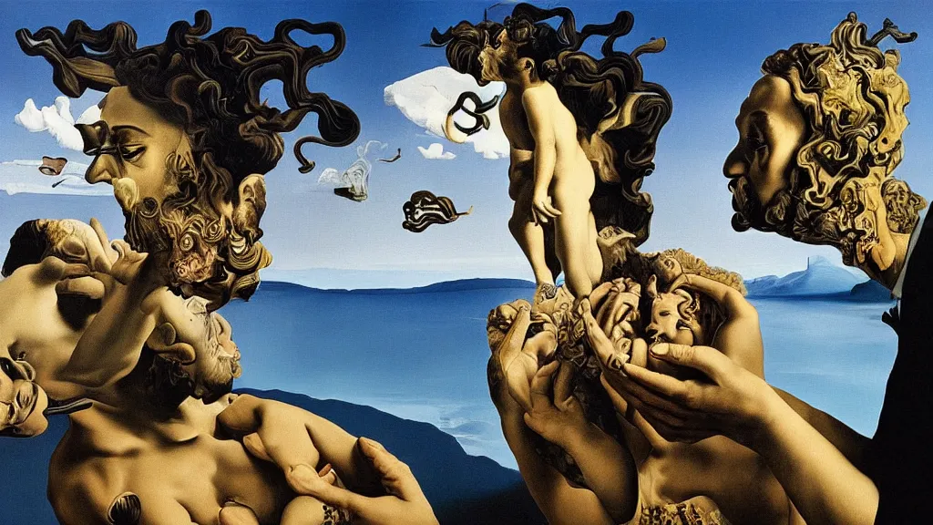 Prompt: the newest masterpiece of salvador dali inspired by dan hillier, it is called ; the creation of adam