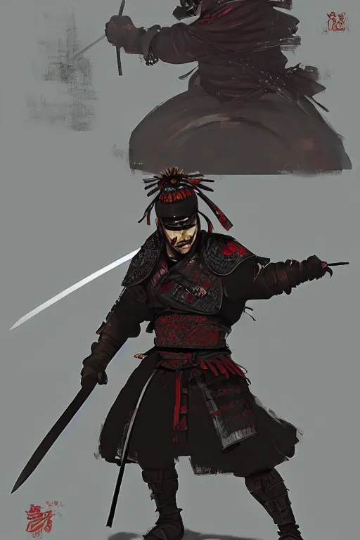 Prompt: samurai warrior by ariel perez from artstation