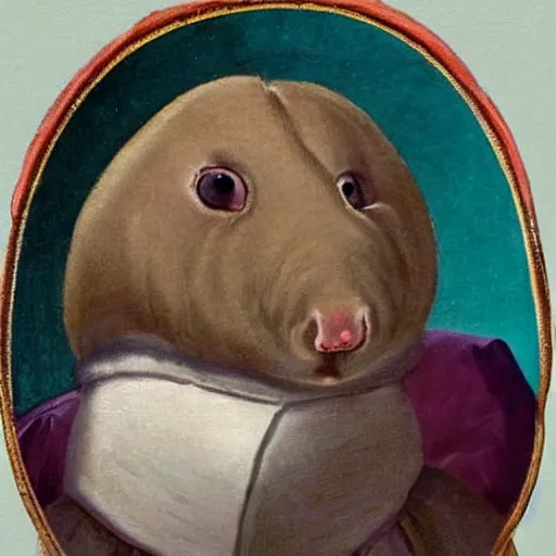 Image similar to humanoid mole rat dressed in 1 7 0 0 s royal attire, oil painting