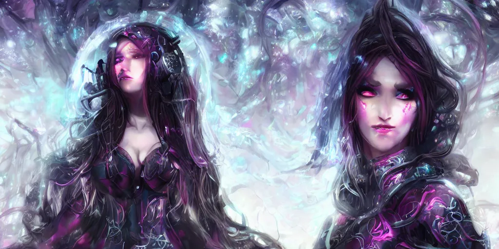 Prompt: minatory precipice cyber sisters of Moriae, cyber embellishment, beautiful woman face, 8k resolution