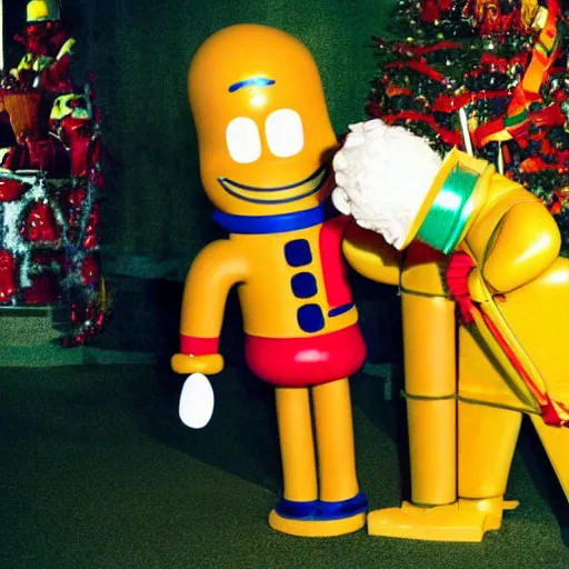 Image similar to a human mr peanut being crushed to death by a huge nutcracker. he is in excruciating pain. high definition. extremely gory. graphic horror. ultra realistic. grainy vhs quality.