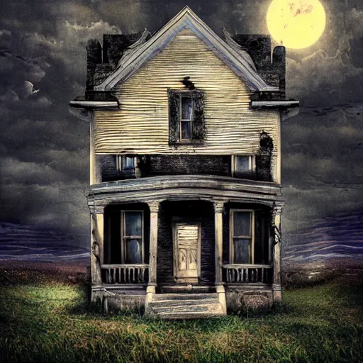 Image similar to creepy album art by chris bilheimer of a haunted house, surreal, 8 k