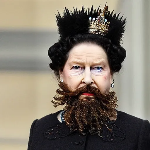 Prompt: the queen with a beard