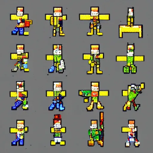 Prompt: pixel art gun sprites