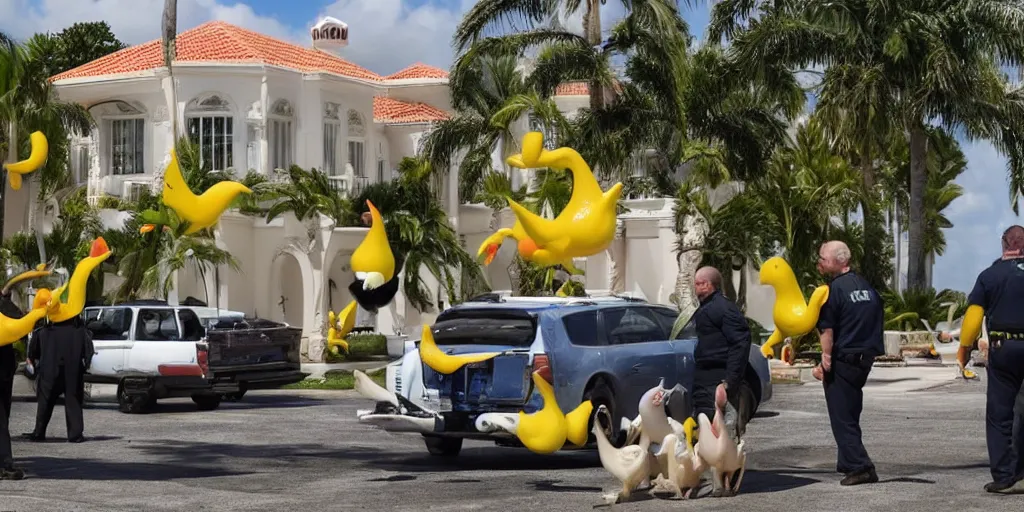 Prompt: The FBI searches Mar-a-Lago and finds rubber chickens