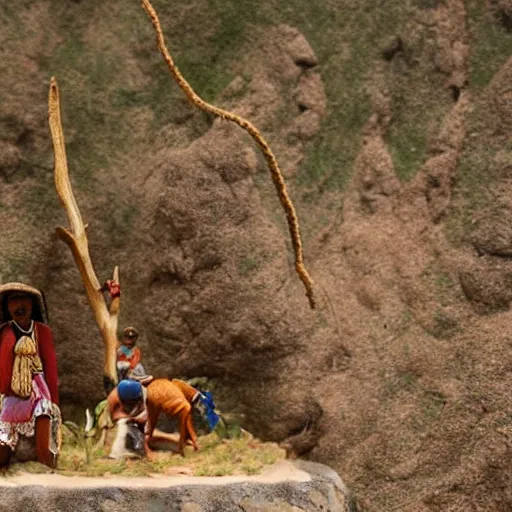 Prompt: A diorama Of the Tarahumara in the mountains of northern Mexico