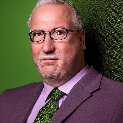 Prompt: augustus aloysius corporate portrait, senior sales marketing acquisitions ceo executive vp, purple green color scheme, professional studio lighting, hyperreal detailed lifelike facial features, corporate portraiture photographed by ansel adams