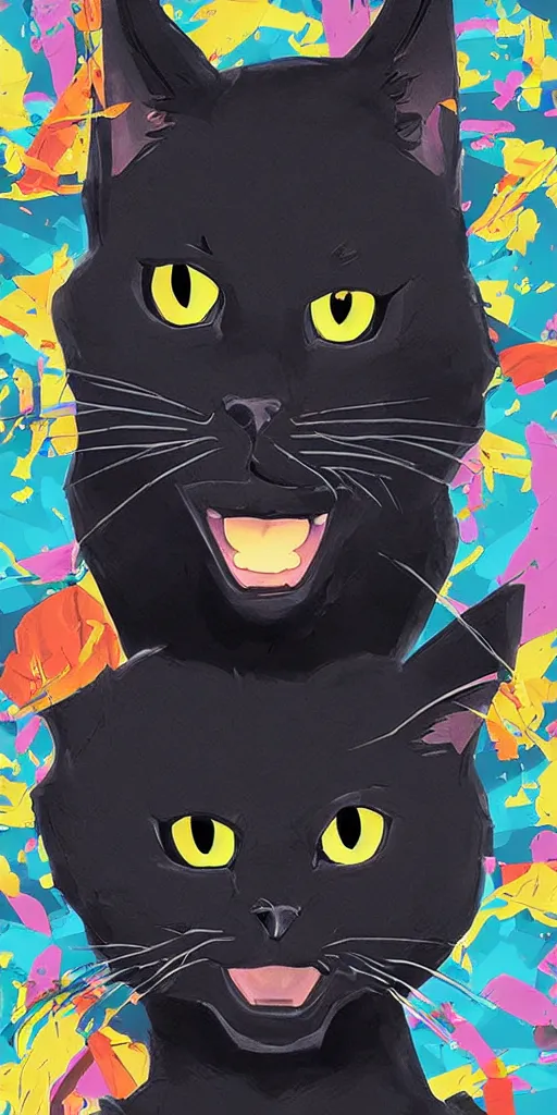 Image similar to an avatar of a black cat in the style of fortnite