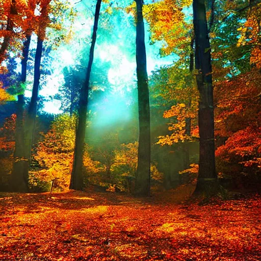 Image similar to super relaxing autumn crisp day in the appalachian mountains, fall, october, crisp cool day, warm sun, memories and nostalgia, hyperrealism photo - realistic photography volumetric lighting enchantingly beautiful forest