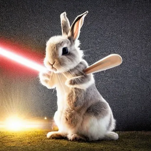 Image similar to bunny shooting lasers out of its eyes