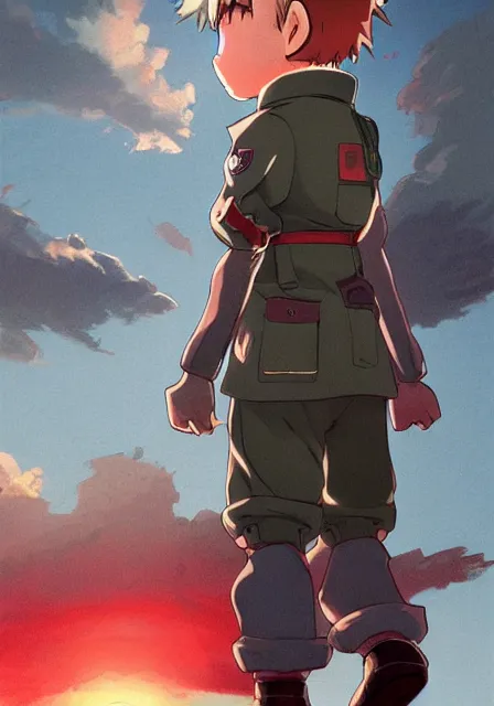 Image similar to beautiful little boy in nazi uniform doing nazi salute. red, green, blue and gray pallet color. made in abyss art style, inspired by kris from deltarrune, cute detailed artwork, anatomically correct, soft details, ilya kuvshinov, reflection, perfect composition, mobile wallpaper, illumination, digital art, detailed anime soft face