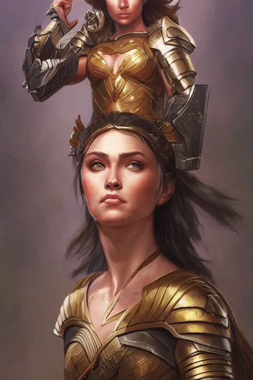 Image similar to amazon valkyrie athena, d & d, fantasy, portrait, highly detailed, headshot, digital painting, trending on artstation, concept art, sharp focus, illustration, art by artgerm and greg rutkowski and magali villeneuve