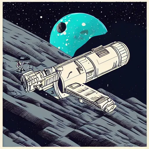 Image similar to very detailed, ilya kuvshinov, mcbess, rutkowski, illustration of a colossal space station orbiting a desert planet