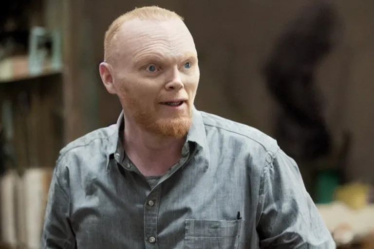 Prompt: a film still of Bill burr in pitch black, high quality