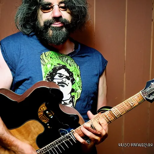 Prompt: trey anastatio pretending to be jerry garcia