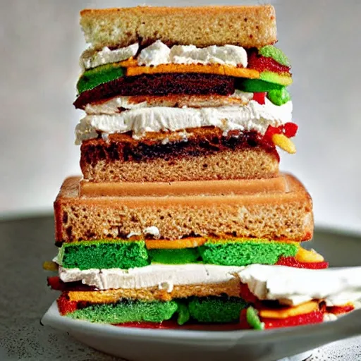 Image similar to a cake sandwich, cookbook photo