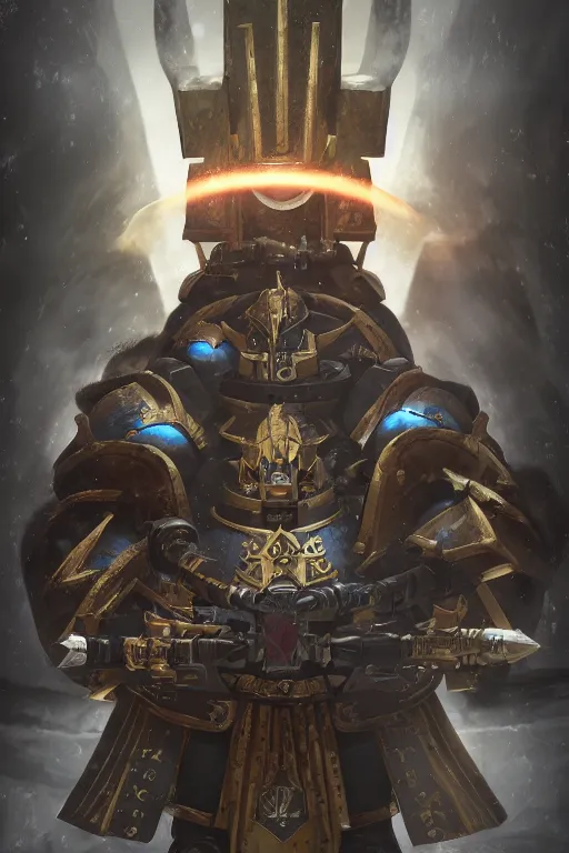 Image similar to armor portrait heros warhammer 4 0 k horus heresy fanart - the primarchs emperor by johannes helgeson animated with vfx concept artist & illustrator global illumination ray tracing hdr fanart arstation zbrush central hardmesh 8 k octane renderer comics stylized