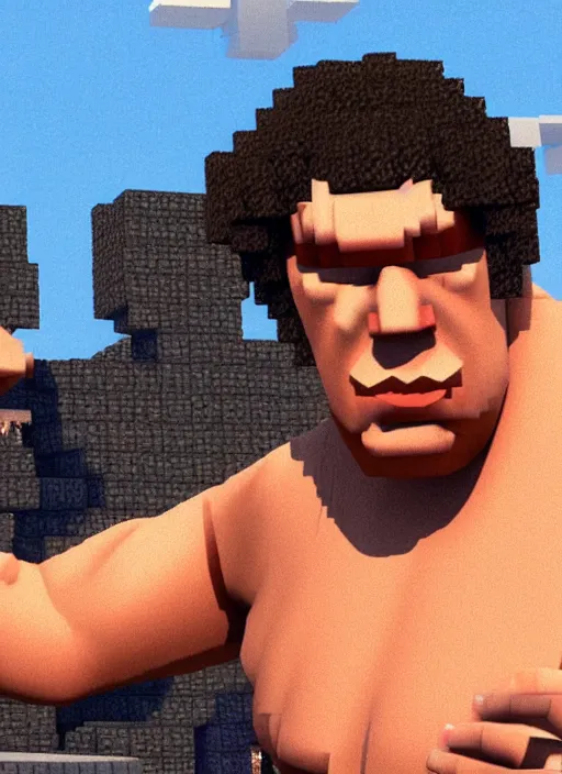 Image similar to andre the giant in minecraft