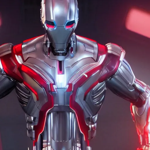 Image similar to still photo of marvel ultron, highly detailed, photorealistic portrait, bright studio setting, studio lighting, crisp quality and light reflections, unreal engine 5 quality render,