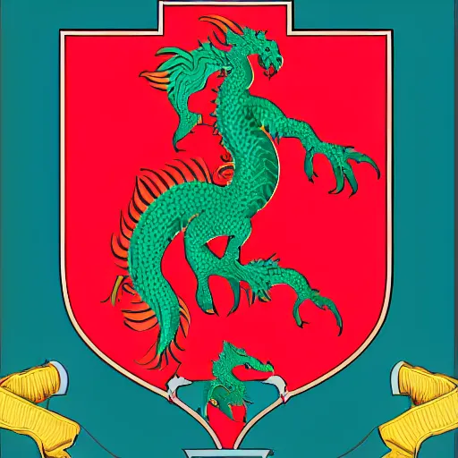 Image similar to coat of arms depicting a green sea dragon on a blue shield