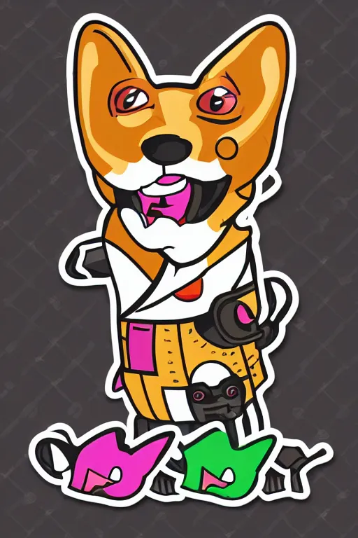 Image similar to Portrait of a corgi as a Mexican wrestler in a mask, sticker, colorful, illustration, highly detailed, simple, smooth and clean vector curves, no jagged lines, vector art, smooth