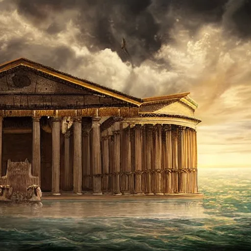 Image similar to a floating pantheon palace in the sky, clouds background, island floating in the sky, epic fantasy style art, fantasy epic digital art