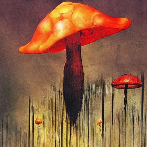 Image similar to psychedelic mushrooms dream, by dave mckean