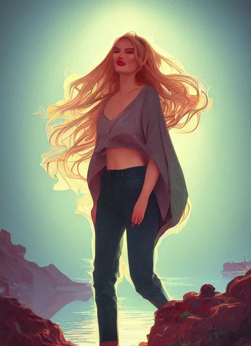 Image similar to veronica lake detailed clothing, half body shot, arms down, path traced, highly detailed, high quality, digital painting, alena aenami, lilia alvarado, shinji aramaki, karol bak, alphonse mucha, tom bagshaw