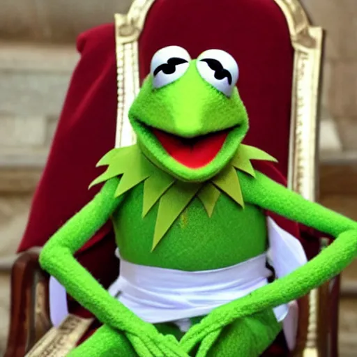 Prompt: Kermit the Frog as the pope