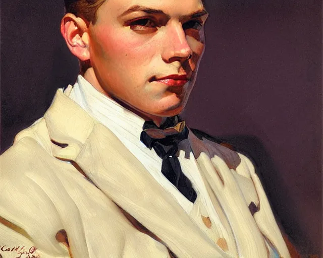 Prompt: male portrait, painting by j. c. leyendecker