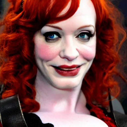 Image similar to photo of a christina hendricks as a vampire warrior, highly detailed, 8k, award winning