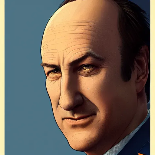 Image similar to portrait of Bob Odenkirk as Dr Eggman, elegant, intricate, headshot, highly detailed, digital painting, artstation, concept art, sharp focus, illustration, art by artgerm and greg rutkowski and alphonse mucha