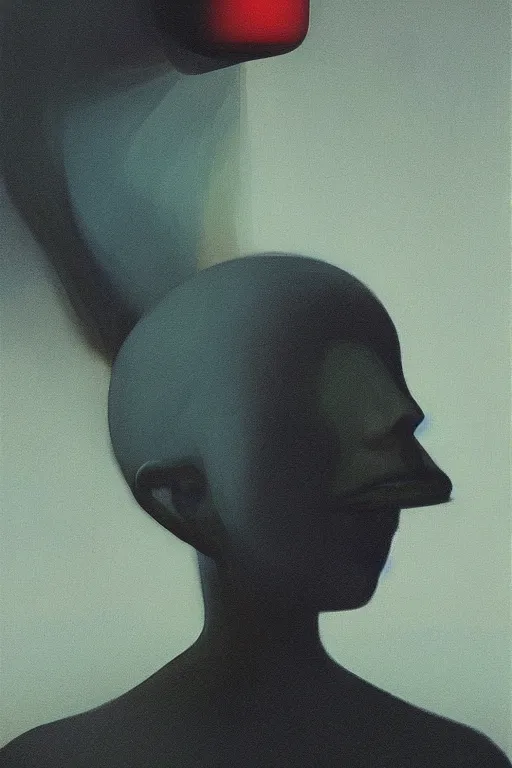 Image similar to woman wearing oculus and digital glitch head edward hopper and james gilleard, zdzislaw beksisnski, higly detailed