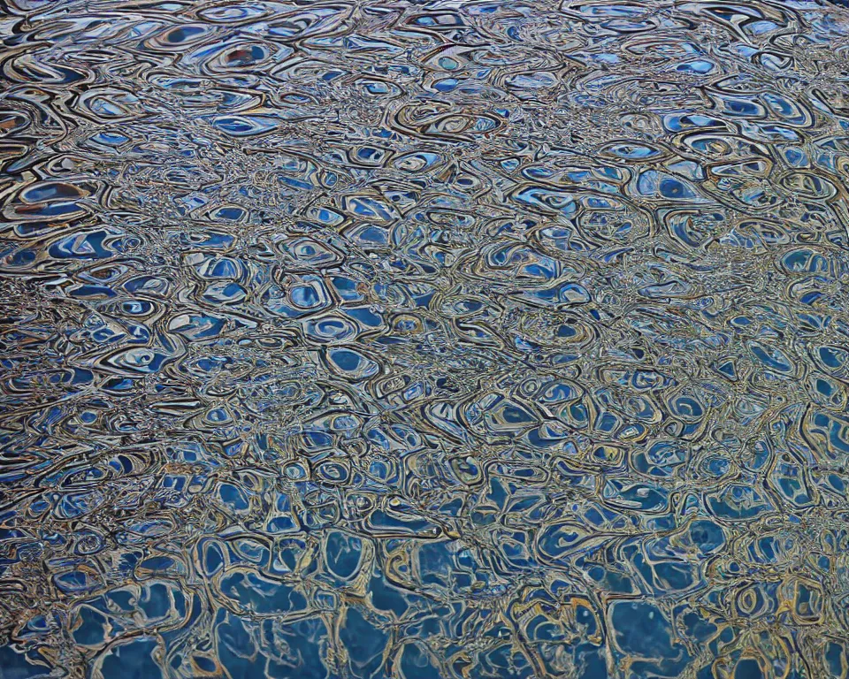 Prompt: high definition photography of beautiful patterns in urban water reflections