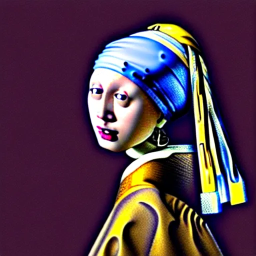 Prompt: Robot with a Pearl Earring by Johannes Vermeer