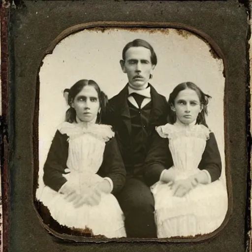 Image similar to 1 8 0 0 s family taking a portrait with a ghost, historical photograph