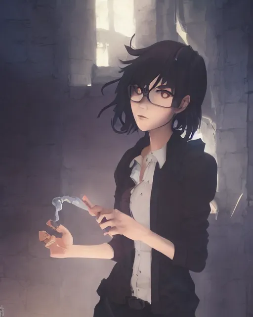 Prompt: goth smoking girl, full shot, atmospheric lighting, detailed face, by makoto shinkai, stanley artger m lau, wlop, rossdraws, james jean, andrei riabovitchev, marc simonetti, krenz c