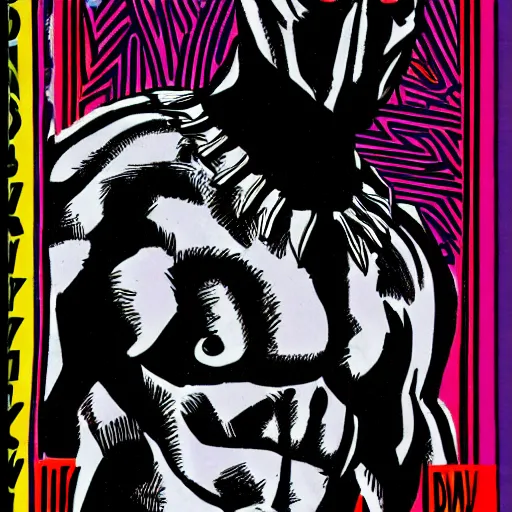 Prompt: donald glover as black panther, drawn by steve ditko