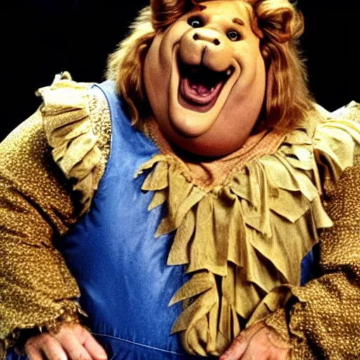 Image similar to chris farley as the cowardly lion from wizard of oz