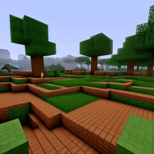 Image similar to next generation minecraft, ps5, unreal engine, epic light, foliage