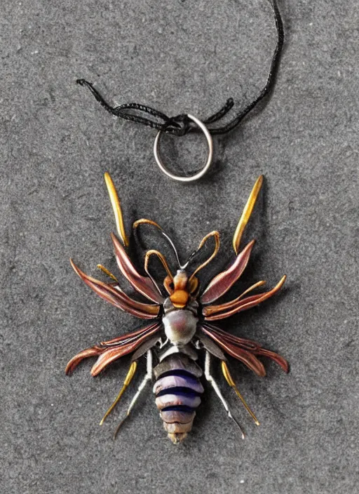 Prompt: concept art of small insect pendant, fantasy illustration, trending on artstation, symmetry