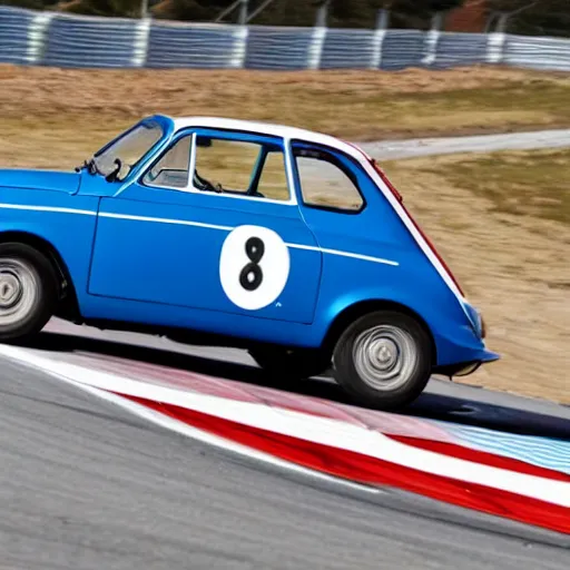 Prompt: a 1 9 6 8 abarth 5 9 5 ss driving on a race track